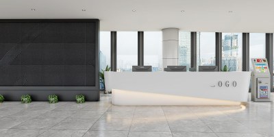 现代接待台3D模型下载
